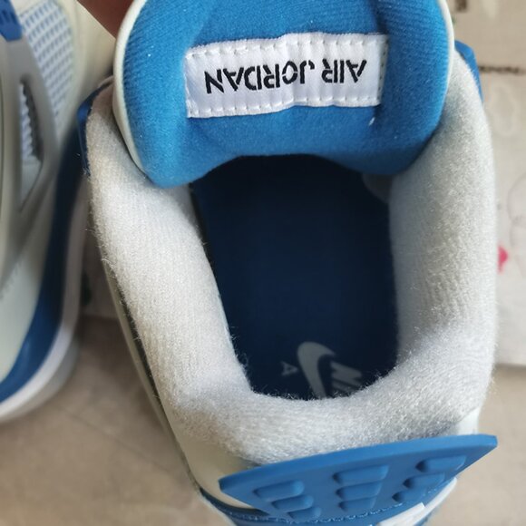 White And Blue Air Jordan AJ4 Sneakers - Picture 6 of 10